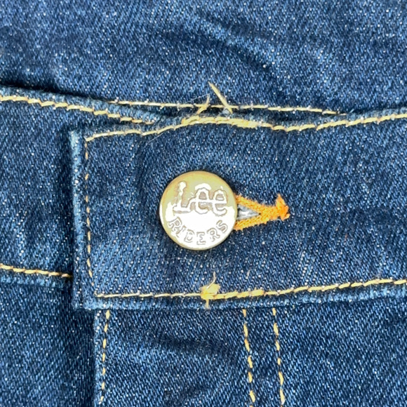 Vintage Lee Riders Jeans Mens 33x30 Blue Flare Leg Dark Wash Talon Zip USA 80s - Picture 4 of 14